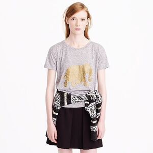 J. Crew XXS Golden Elephant T shirt Heather gray